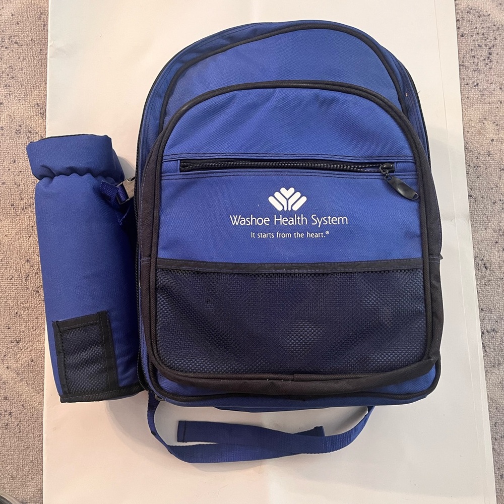 Blue Picnic Time Backpack with Bottle Holder